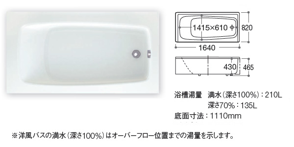 TOTO 洋風バス (ポリバス) 1600サイズ 一方全エプロン P1030F R/LN 浴槽,TOTO 洋風バス